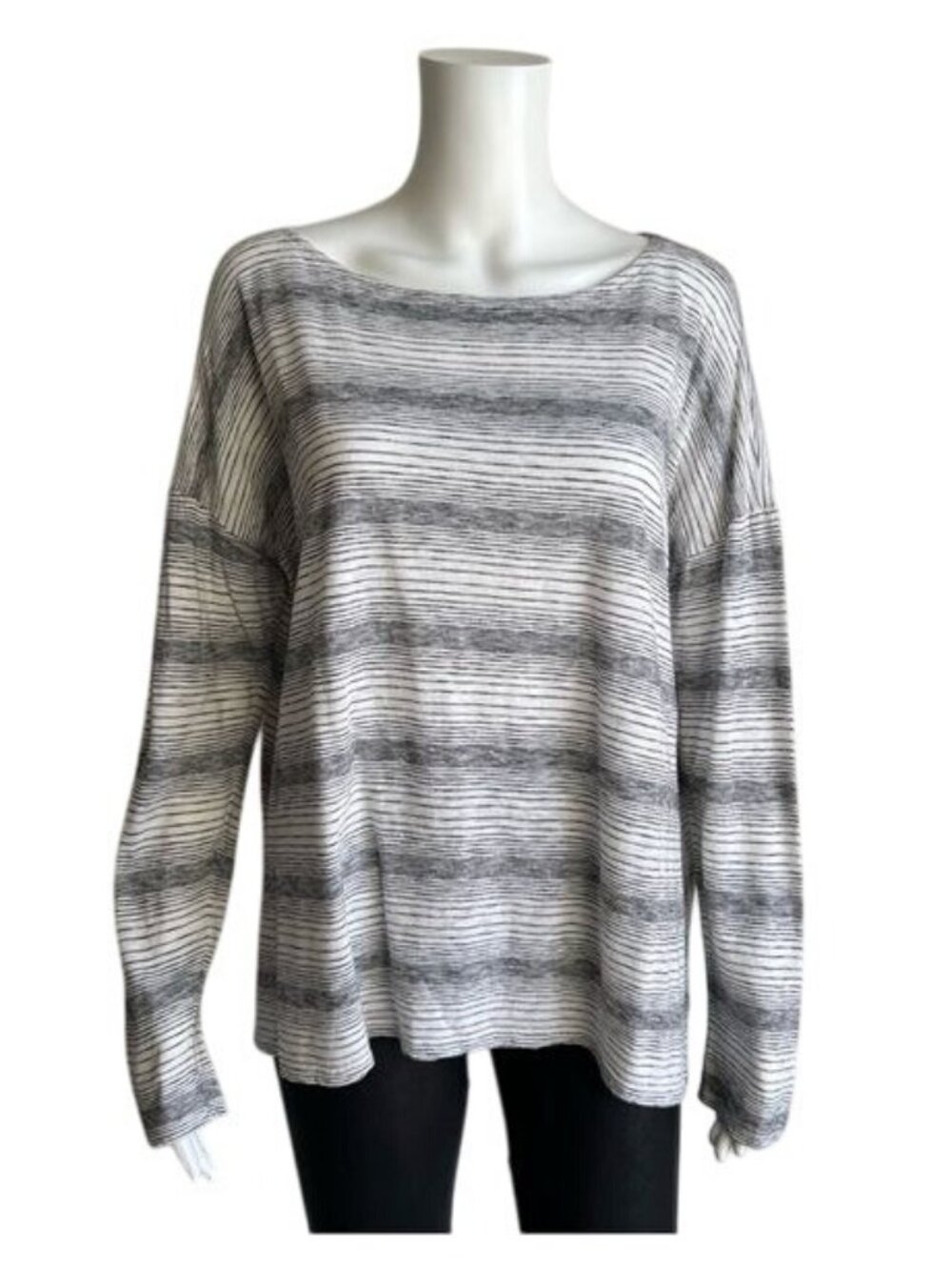 Eileen Fisher Striped Long Sleeve Top - M